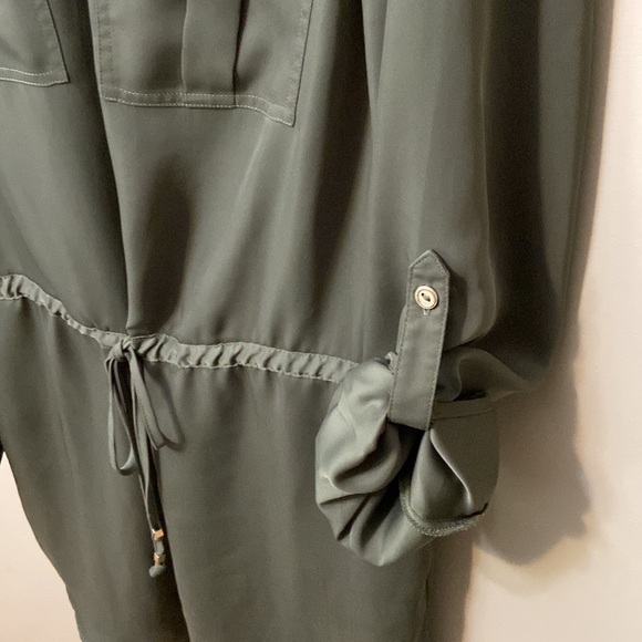 Chicos Womens Green Button Front Draw Waist Tunic Length Blouse - Size 1 (M) - Picture 4 of 10